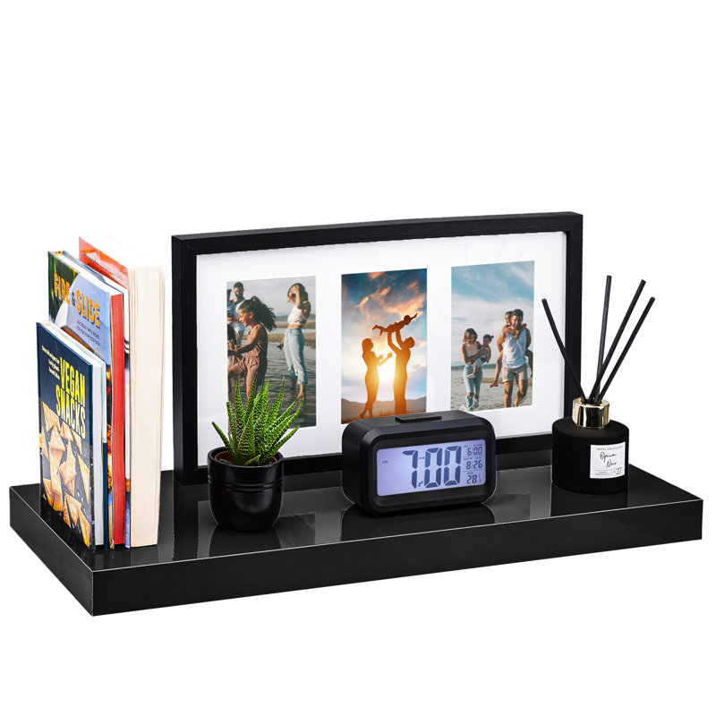 Balwinder Floating Shelf, Black, 3.8cm H x 60cm W x 23.5cm D