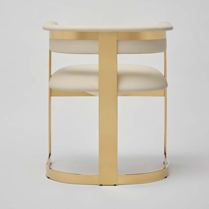 Darcy Leather Arm Chair, Buff Cream, Polished Brass