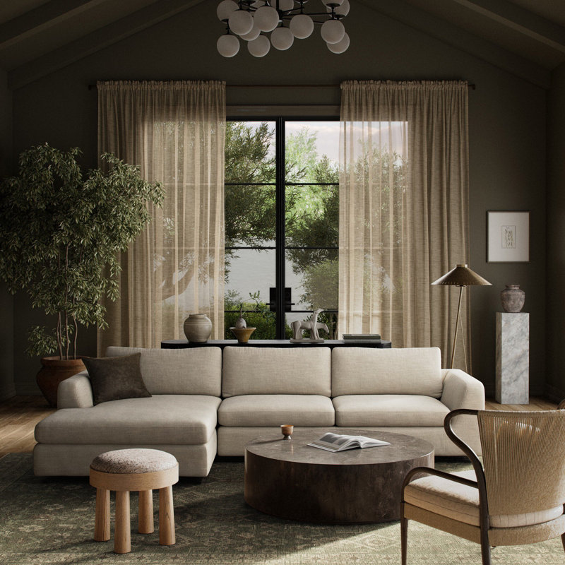 Colt 2PC Sectional-RAF Chaise-Surrey Olive, Savoy Parchment Polyester Blend, Left Hand Facing