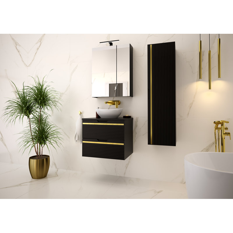 Adrieanne Wall Mounted Required Bathroom Storage Furniture Set