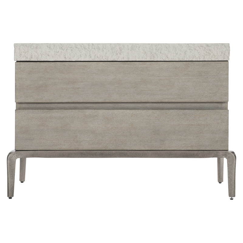 Gray Transitional 2-Drawer Nightstand with Concrete Top