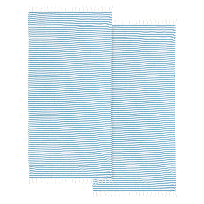  Ensemble de 2 serviettes en coton turc, Eau turquoise