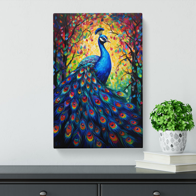 Peacock Hard Edge - No Frame Print, 60cm H x 40cm W x 3cm D