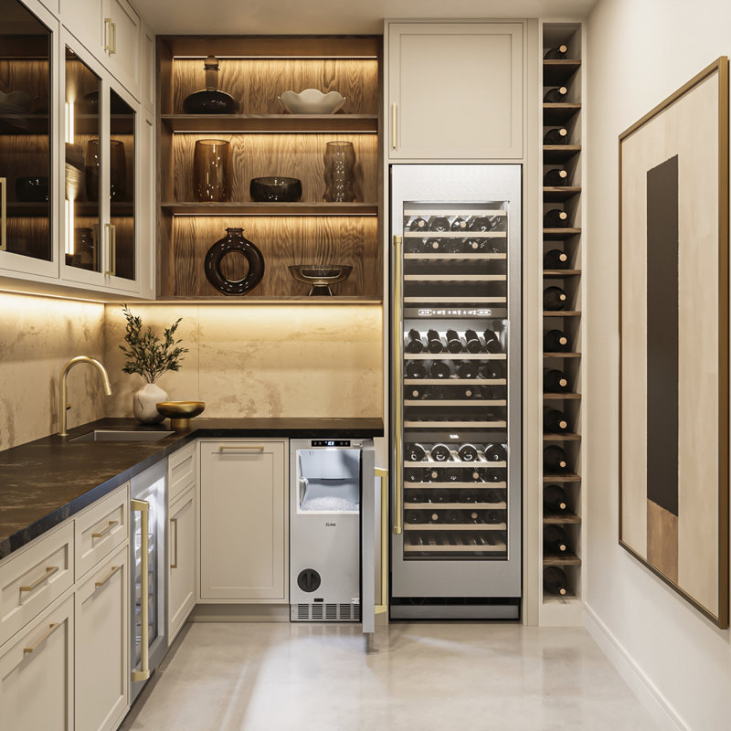 ZLINE Autograph 15 in. Touchstone Nugget Ice Maker with Stainless Steel Door and Bronze Handle, Stainless Steel