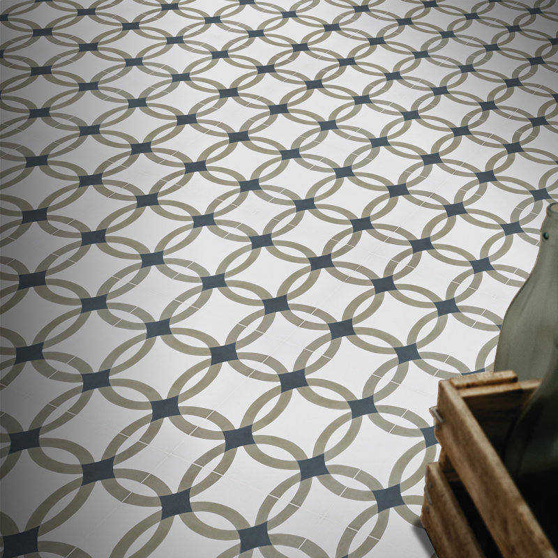 Safi 8" x 8" Cement/Marble Patterned Wall & Floor Tile