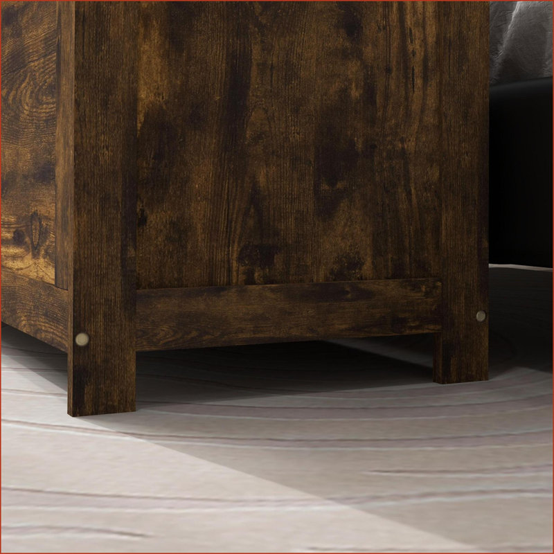 Commodes et amp; Armoire, coffre de rangement rustique en bois avec charnières de sécurité 39,4 po | Brun rustique | Panneau de fibres à densité moyenne