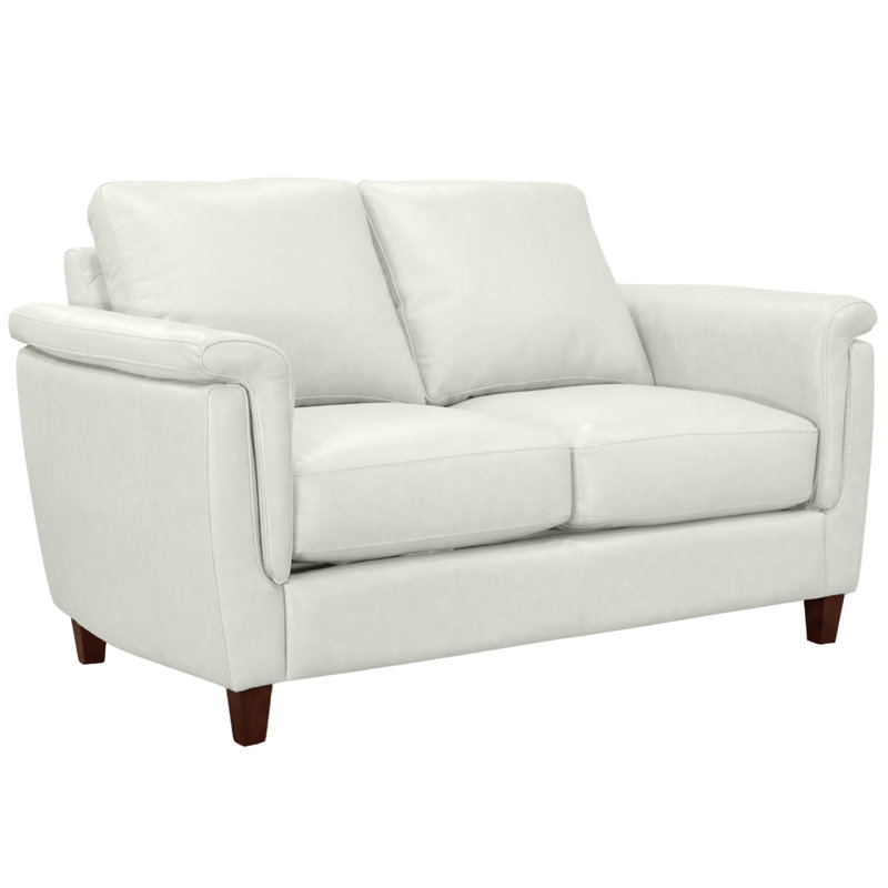  Causeuse en cuir véritable 57 po Rambrij, Blanc