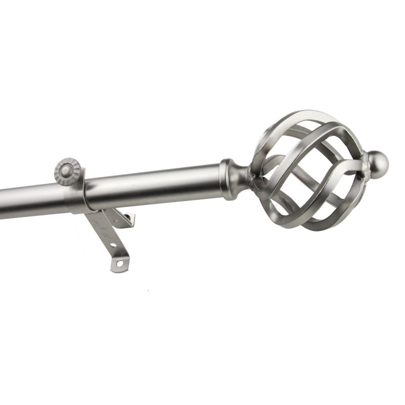 Tringle à rideaux simple Arnes, l 120 po à 170 po, Nickel satiné