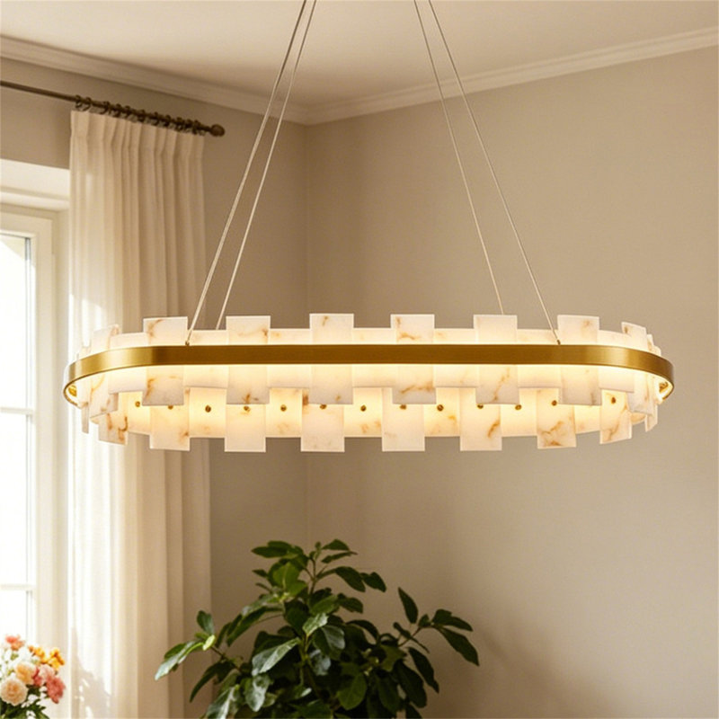 Lustre moderne en laiton doré glamour à DEL moderne, luminaire suspendu moderne à intensité variable 3000K pour îlot de cuisine