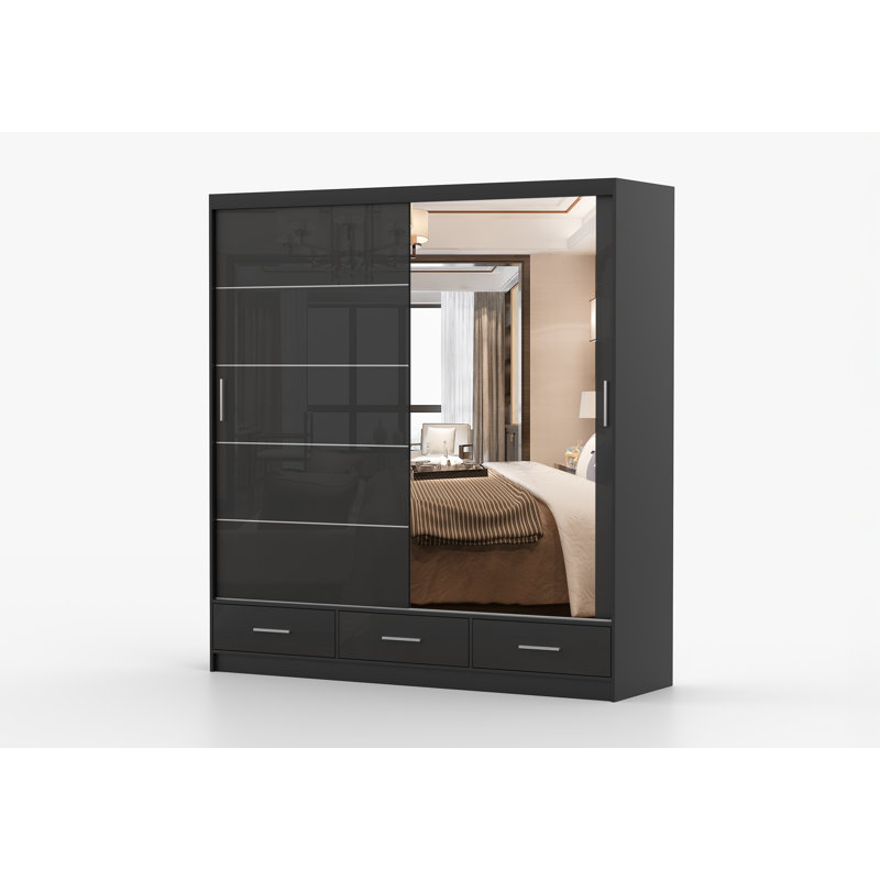 Charlesa Manufactured Wood Wardrobe, Black