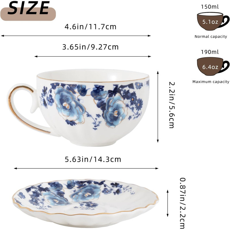 Ceramic tea cup and saucer set