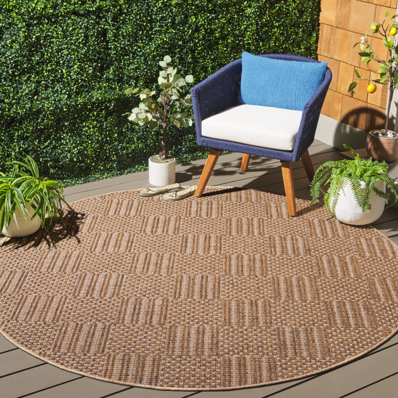 Tapis intérieur / extérieur Skellytown, Rond 6 pi 7 po