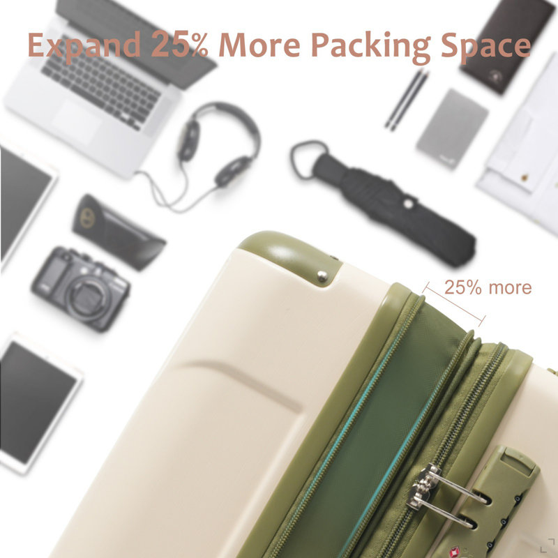 Valise rigide, valises en ABS léger et durable avec roues doubles, bagage de voyage à carreaux extensible de 28 pouces