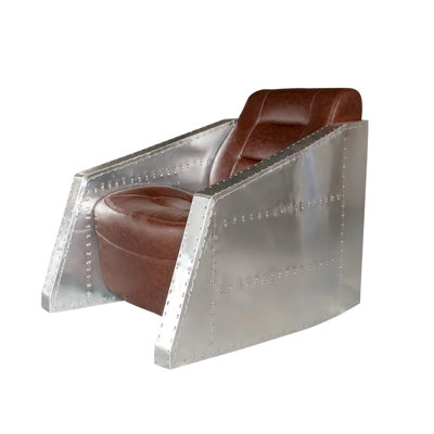 Industrial Style Aluminum Skin Leisure Sofa Chair Faux Leather Armchair