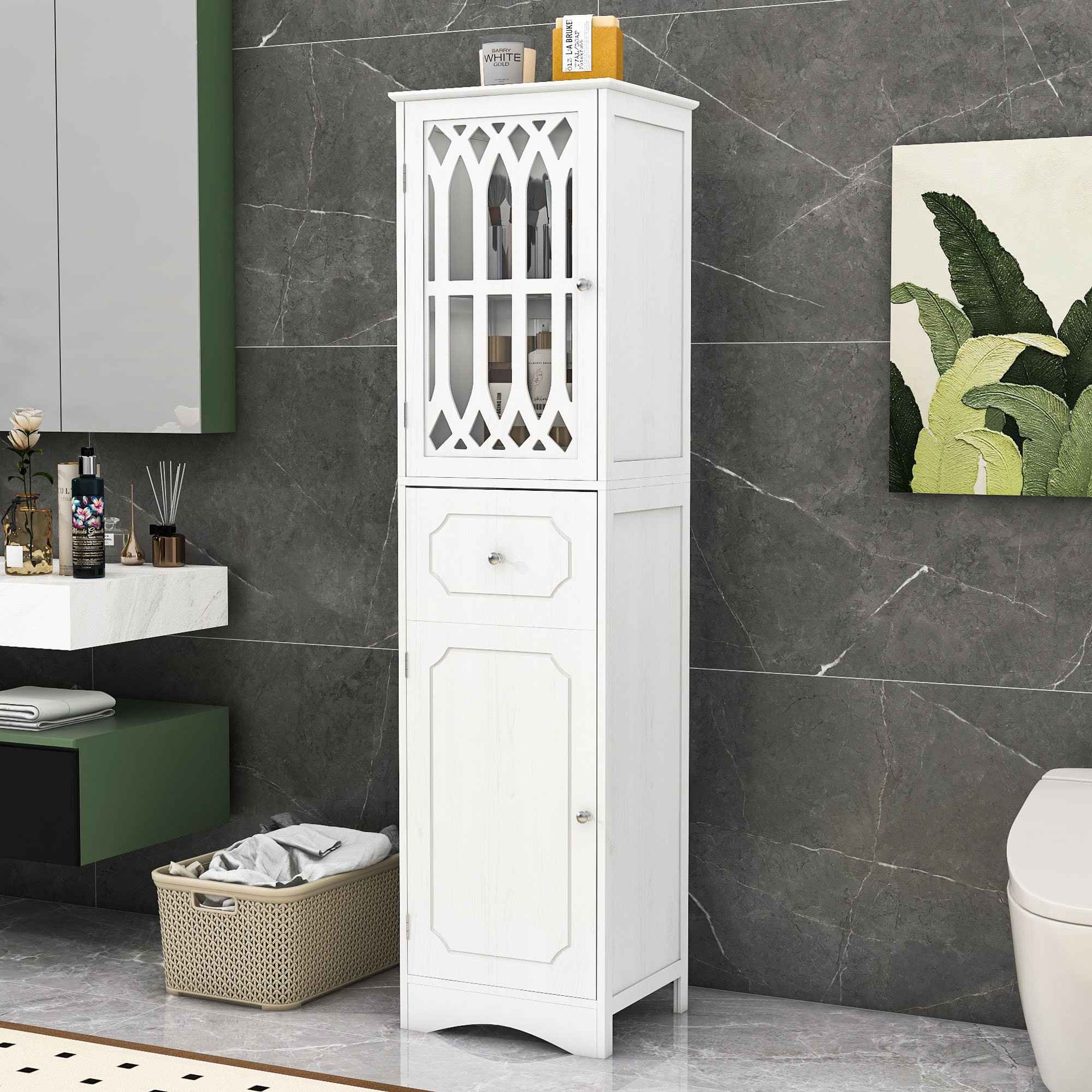 Red Barrel Studio® Herc Freestanding Bathroom Cabinet, Storage Cabinet ...