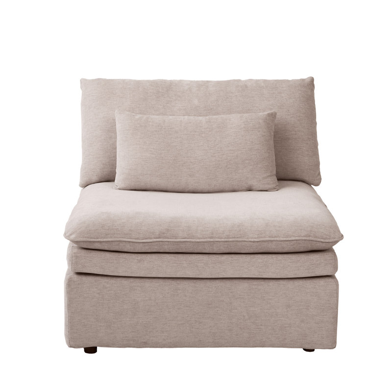 Fauteuil d'appoint modulaire avec coussin double Laron, Kaki