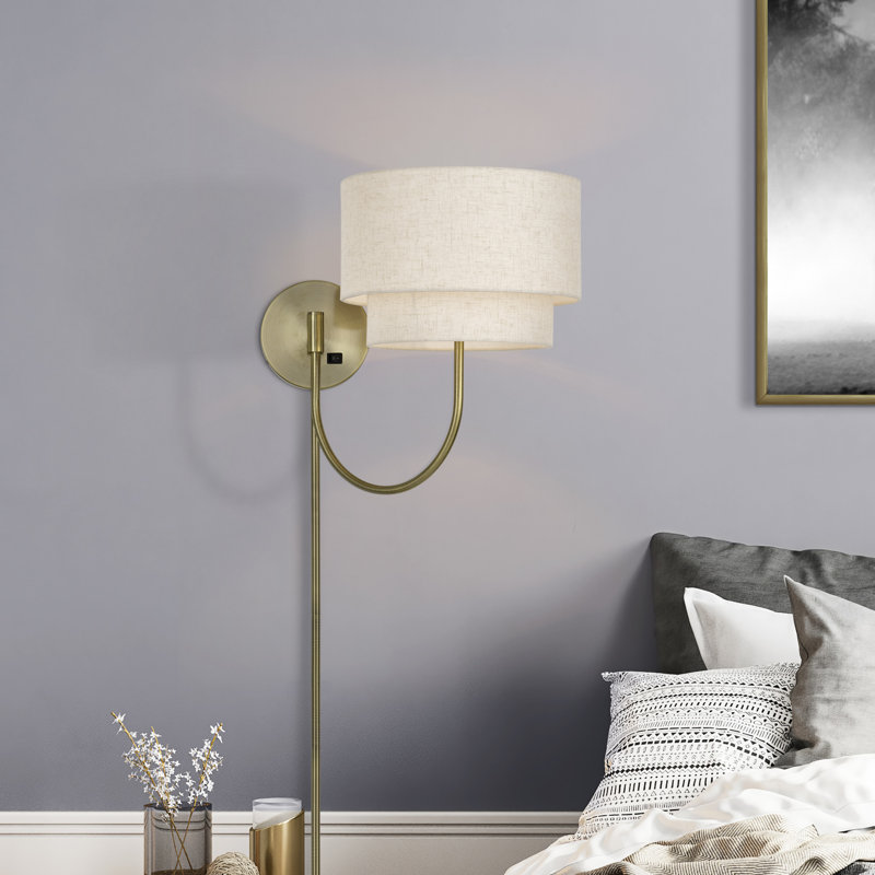 Aselin 1 Light Antique Brass Swing Arm Wall Lamp