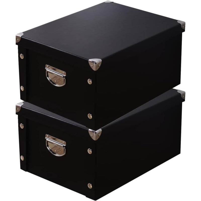 Boîte de rangement pliable, boîte à souvenirs décorative avec couvercle et coins renforcés en métal, corbeille à dossiers en carton avec poignées, boîte-cadeau de rangement pour photos de jouets de bureau