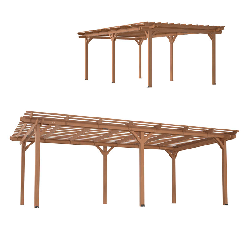 Pergola de jardin en bois 12 'x 16' pour le soutien des plantes grimpantes, jardin, terrasse, cour, terrasse