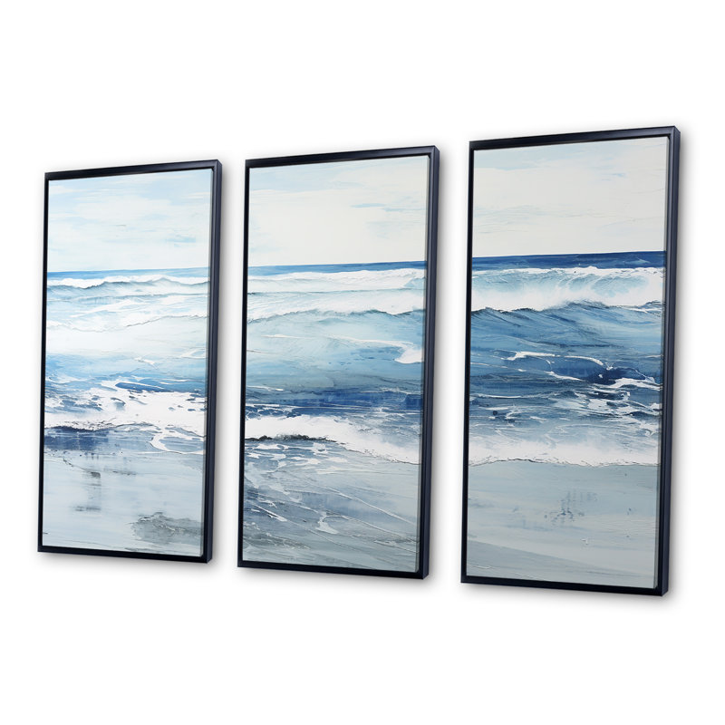 Pruden - Ensemble d'art mural plage, H 28 po x l 36 po x P 1 po, Cadre flottant noir