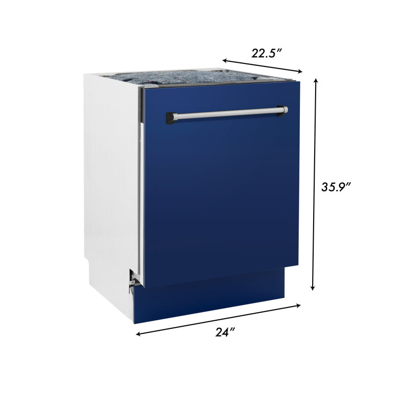 ZLINE 24" Tallac Series 3rd Rack Tall Tub Dishwasher with Stainless Steel Tub, 51dBa, Blue Gloss