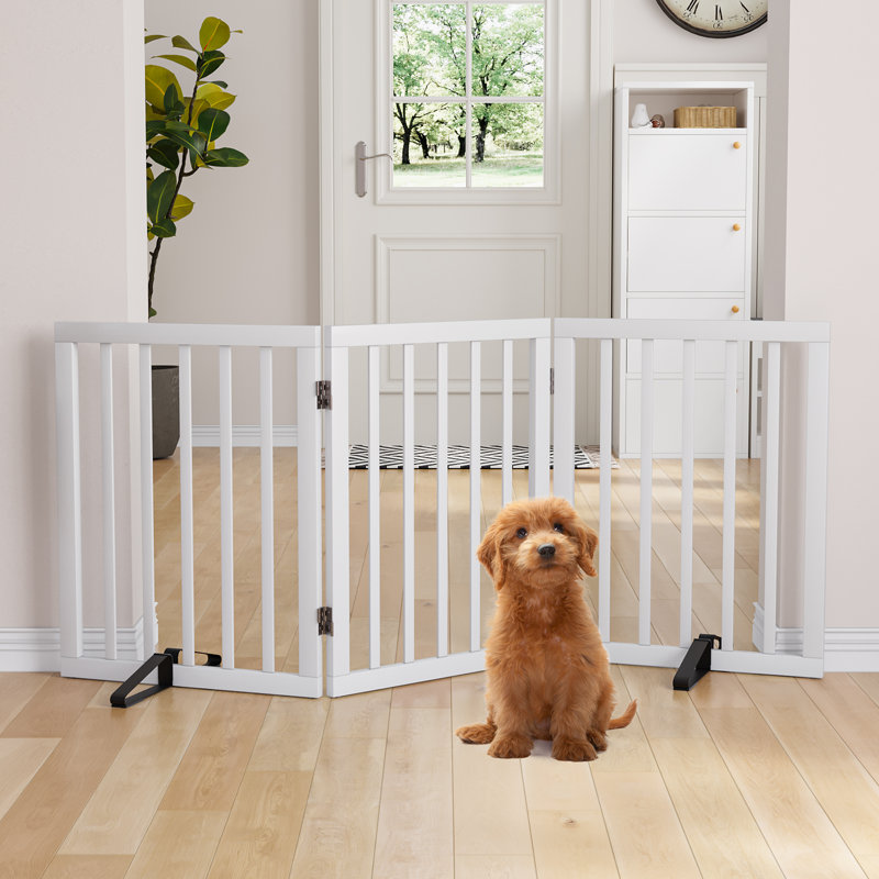 Bamboo Free Standing Pet Gate, White