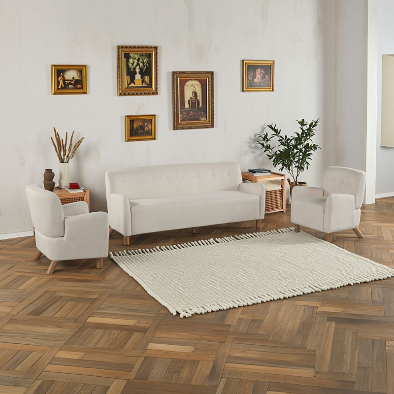 Ensemble canapé et fauteuil 3 pièces, Beige