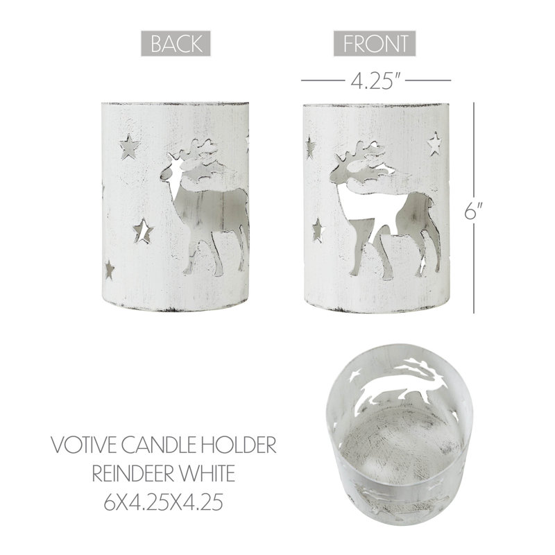 Festive Finds Votive Candle Holder Reindeer White, 6" H x 4.25" W x 4.25" D