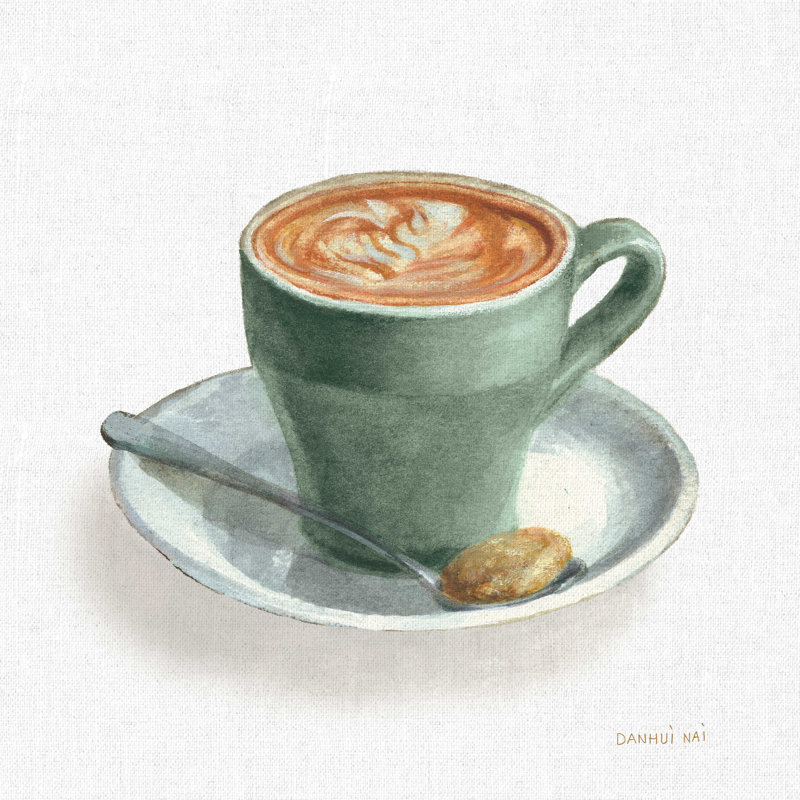 Sauge en lin Wake Up Coffee II, H 12 po x l 12 po, Non, Cadre flottant blanc