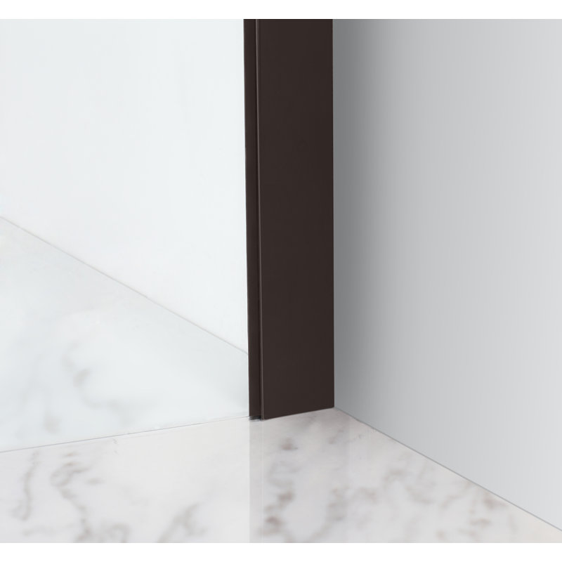Coraline XL Frameless Clear Glass Sliding Shower Enclosure with Bronze Finish