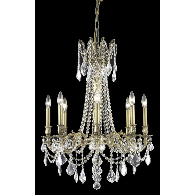 Lustre classique / traditionnel à 8 lumières de style bougie avec détails en cristal Ashmin
