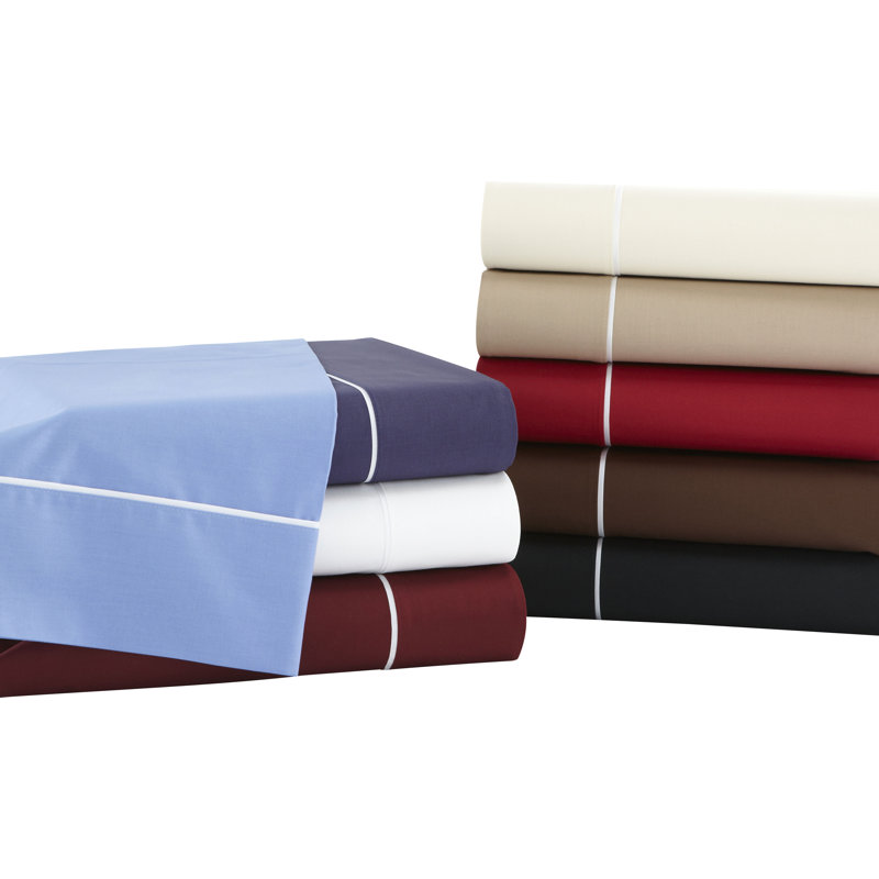 Martex 200 Thread Count Cotton Blend Pipeline Sheet Set, Navy, King Sheet Set + Fitted Sheet + 2 Pillowcases