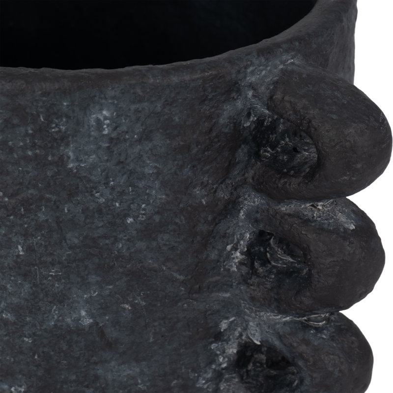 Cement Arch Handle Planter, Black, 5" H x 8" W x 5.50" D