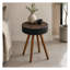 Table basse ronde noire, table d'appoint sculptée de 15,7 pouces avec pieds Mid-Century modernes
