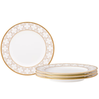Noritake Trefolio Gold Set of 4 Bread & Butter/Appetizer Plates, 6-1/2"
