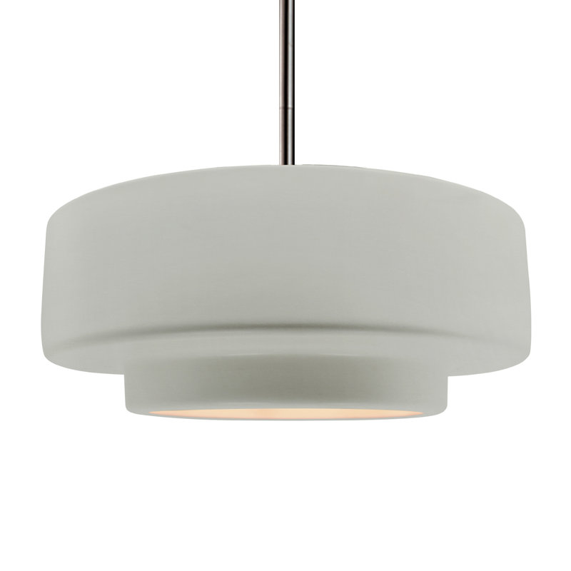 Luminaire suspendu à 1 lumière Meydan, Bisque / laiton, H 6 po x l 16,25 po x P 16,25 po, Nickel brossé