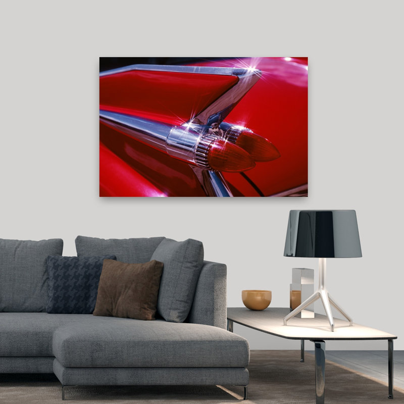 1950, 1959, voiture de Cadillon rouge, ailerons de queue, antique, automobile, classique, rétro, art mural rétro