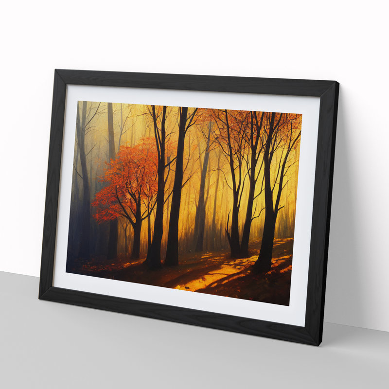 Fine Autumn Forest - Single Picture Frame Print, 46cm H x 64cm W x 2cm D, Black