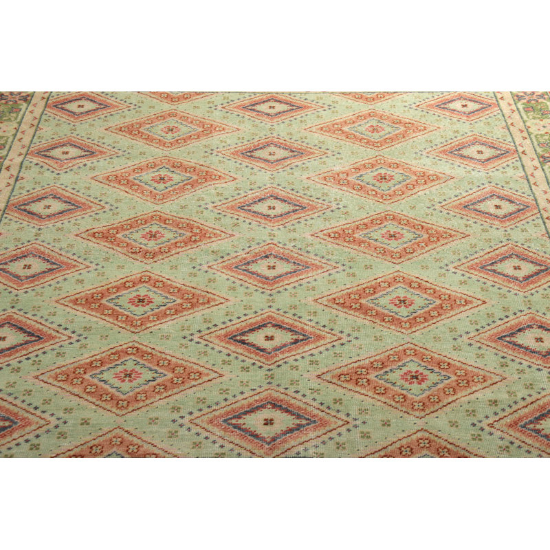 Distressed Homage Hand Knotted Wool Geometric Area Rug, Rectangle 10' x 14'