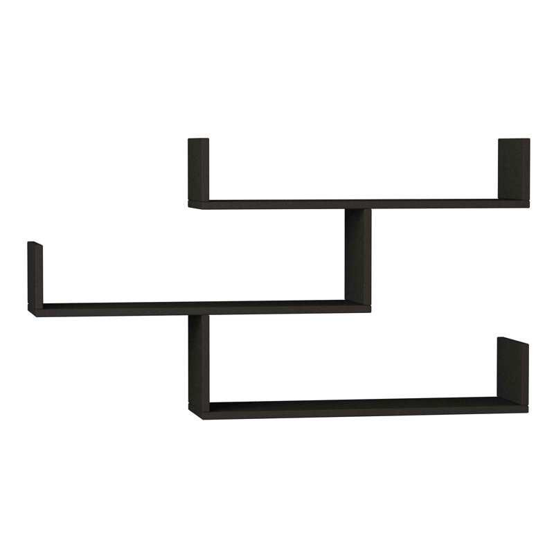Summer-Louise 3 Piece Floating Shelf Wall Mounted Bookcase, Anthracite
