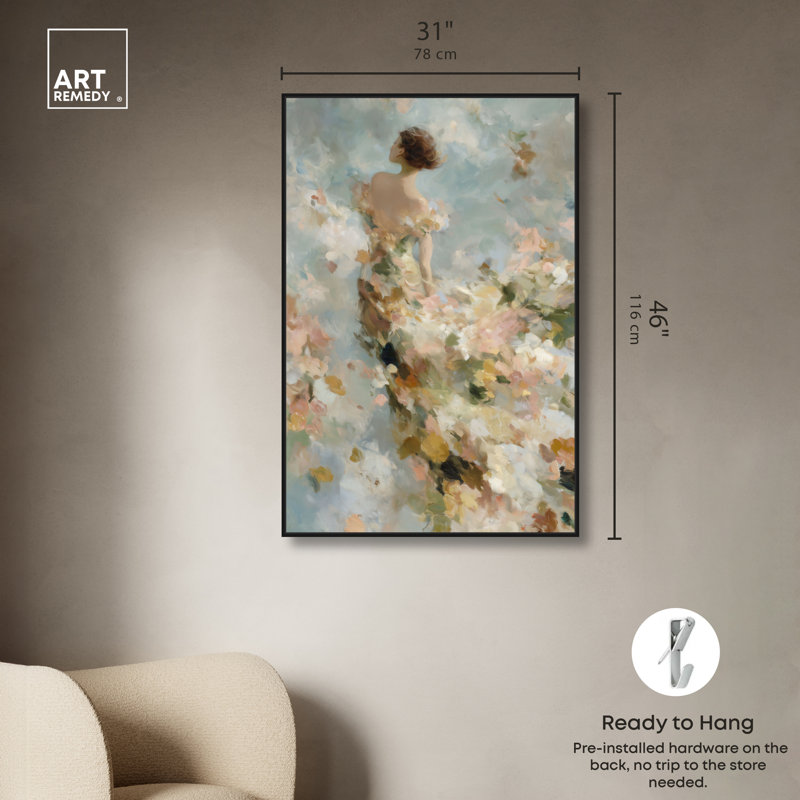 «Petal Gown», reproduction d'art sur toile encadrée florale par Art Remedy, cadre noir, 30 x 45, H 46 po x l 31 po
