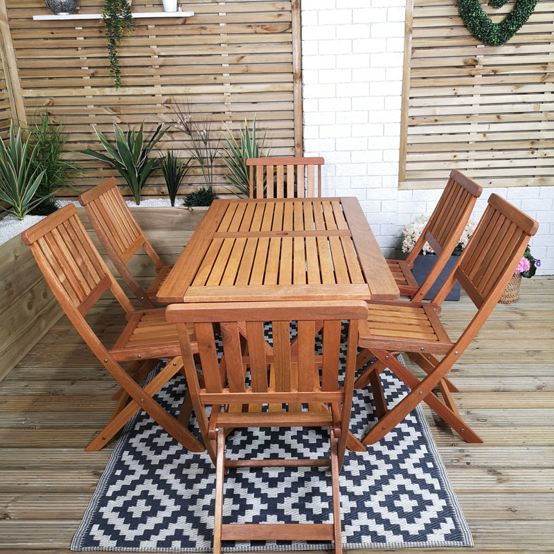 Caziyah Rectangular 7 - Piece 6 - Person 75 Cm L Outdoor Table Set