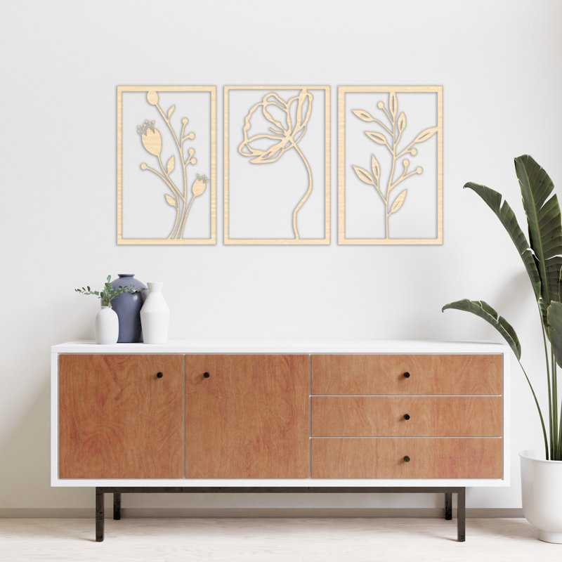 Handmade Wall Decor on Solid Wood, 15.6" H x 32" W x 0.25" D