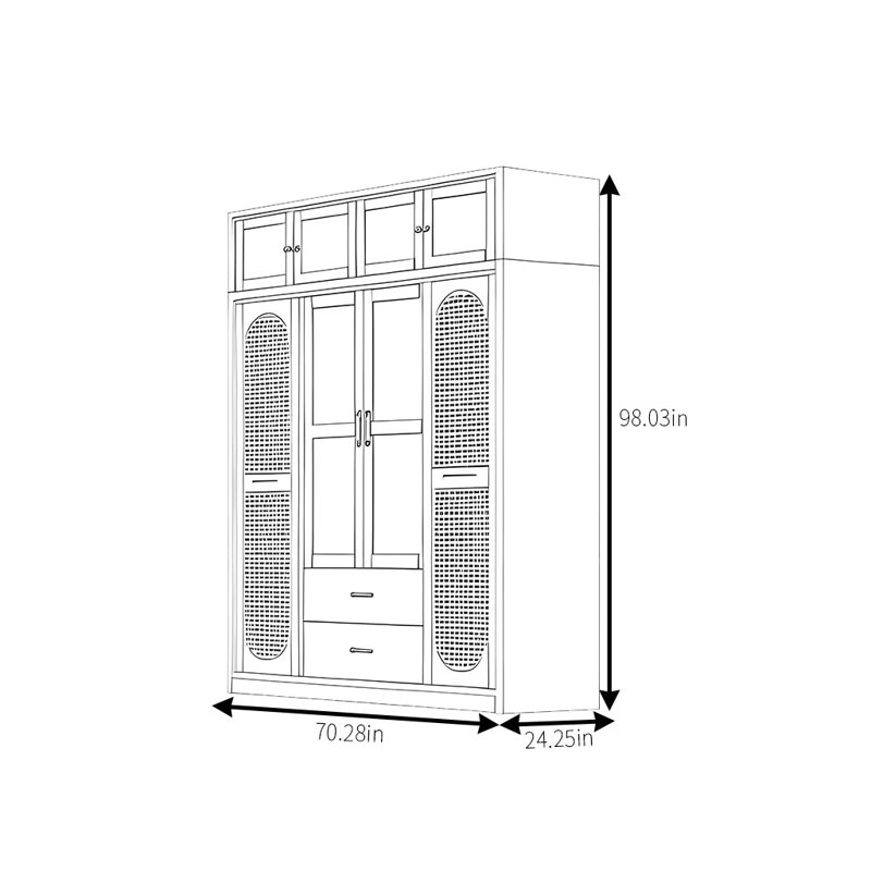 Simple Fashion Wardrobe, 98.03" H x 70.28" W x 24.25" D