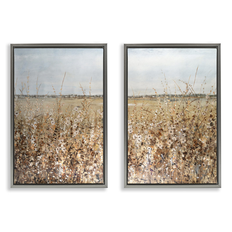  Ensemble de 2 toiles flottantes Rustic Country Prairie par Tim Ottoole, Cadre flottant gris lustré, H 25 po x l 17 po