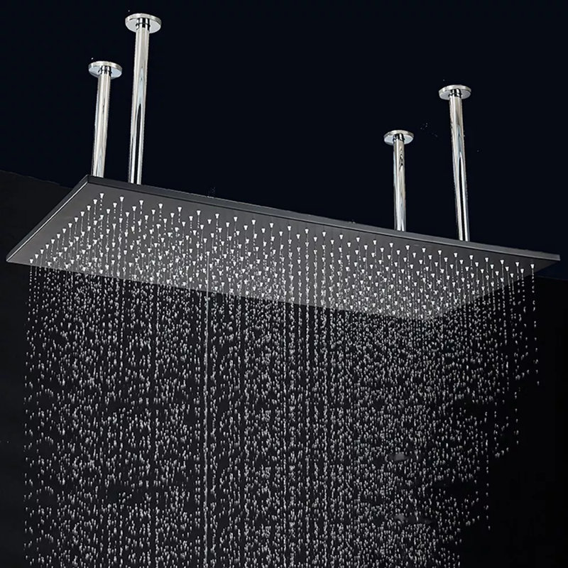 16"x32" Large Shower Head High Pressure Rainfall/Waterfall Ceiling Top Spraying, Matte Black
