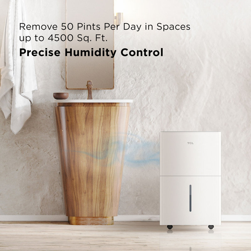 TCL 50 Pint White Smart Dehumidifier with Alexa and Google Assistant
