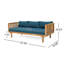 Banquette 3 places avec coussins en bois et eau, 172 cm (l) x 82 cm (p) x 61 cm (h), design moderne à lattes élégantes - Dimensions