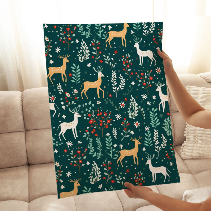 «Holiday Christmas Reindeer II», reproduction d'art moderne sans cadre, H 7 po x l 5 po