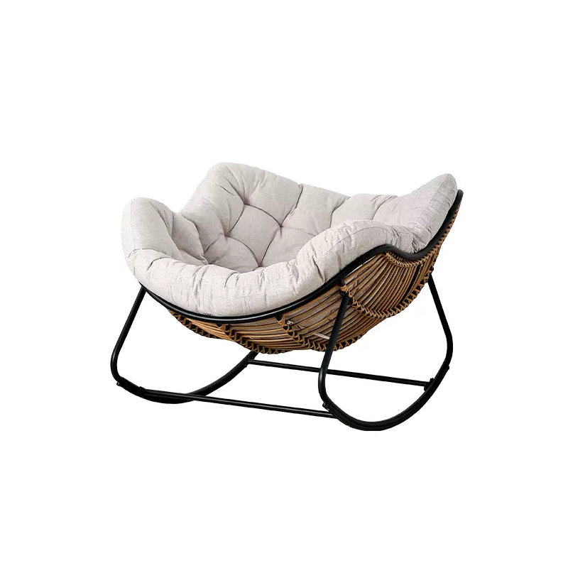 Chaise berçante Lazy Home, Gris riz, Noir / brun